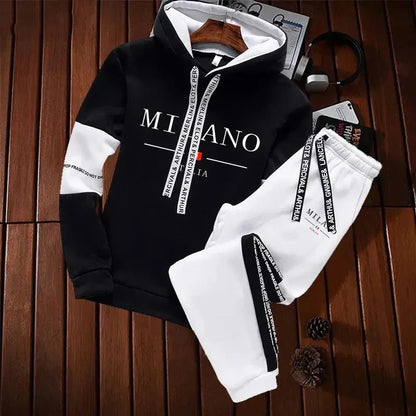 Hot Sales Mens Tracksuit Casual Print Sweatshirts Single Piece Hoodie Pants Sports Jogging Mens Clothing AutumnWinter Sportswear