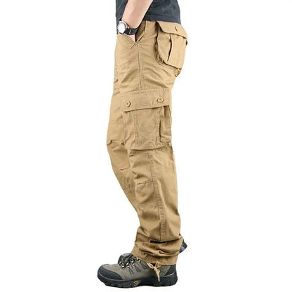 Solind Cotton Multi Flap Pockets Men's Straight Leg Cargo Pants Loose Casual Outdoor Pants Men's Work Pants For Hiking Tactical