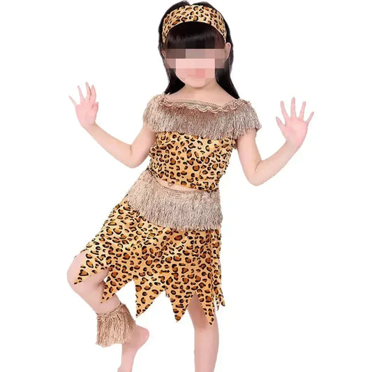 Novelty Boys Girls African Original  Savage Children Wildman Cosplay Costumes Clothing Kids Party Cosplay Costumes