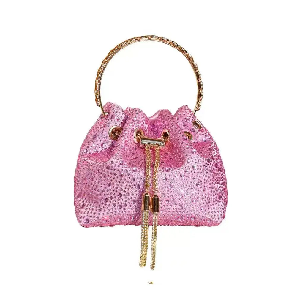 Luxury Designer Women Handbag Glitter Diamond Banquet Bag Satin Bucket Bag Wedding Party Clutch Purse Exquisite Evening Bag
