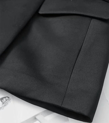 Autumn New High End Waist Slim Blazer Jacket Women Casual British Mid Length Black Suit Coat Woman Elegant Chic Office Blazers