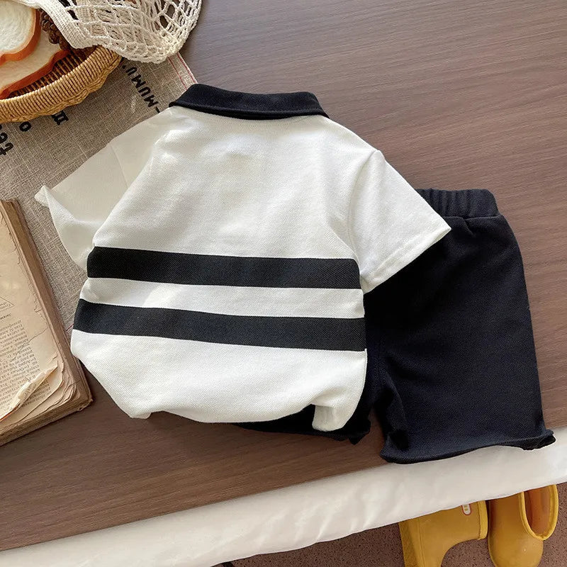 Summer Fashion Baby Boys Clothes Suit Children Cotton Cartoon Dog Polo T-Shirt Shorts 2Pcs/Set Toddler Kids Clothing Tracksuits