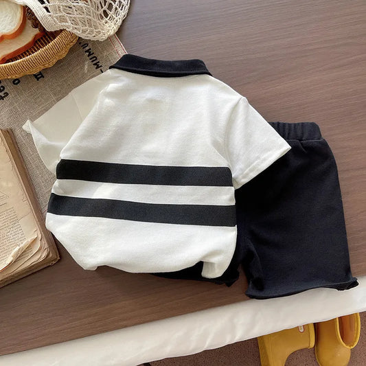 Summer Fashion Baby Boys Clothes Suit Children Cotton Cartoon Dog Polo T-Shirt Shorts 2Pcs/Set Toddler Kids Clothing Tracksuits