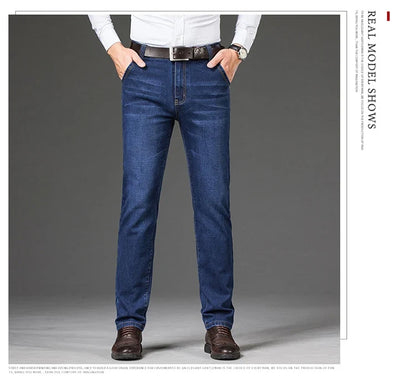 Plus Size 28-46 Spring Autumn Classic Business Trousers Male Brand Men's Fashion Casual Jeans Straight Elasticity Denim Pants