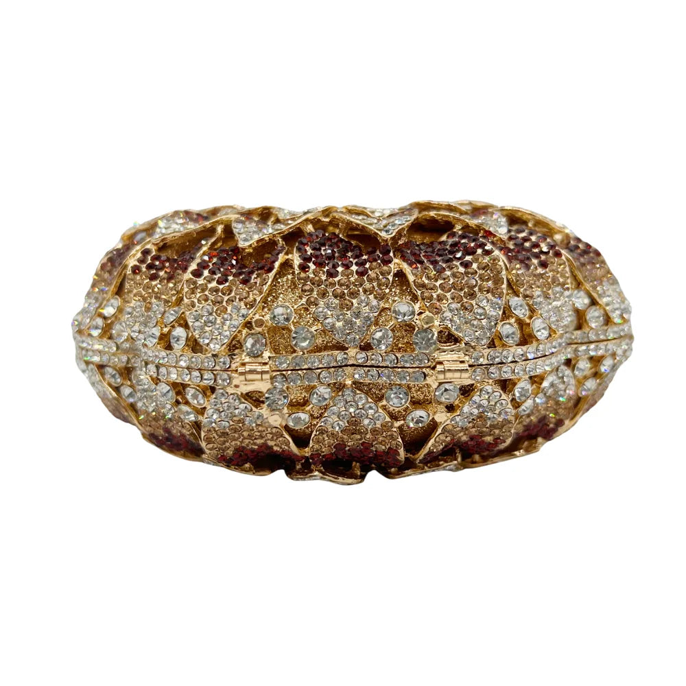 Hot-selling Luxury Sunflower-shaped Hollow Full-paved Sparkling Beaded Crystal Women's Wedding Evening Bag.