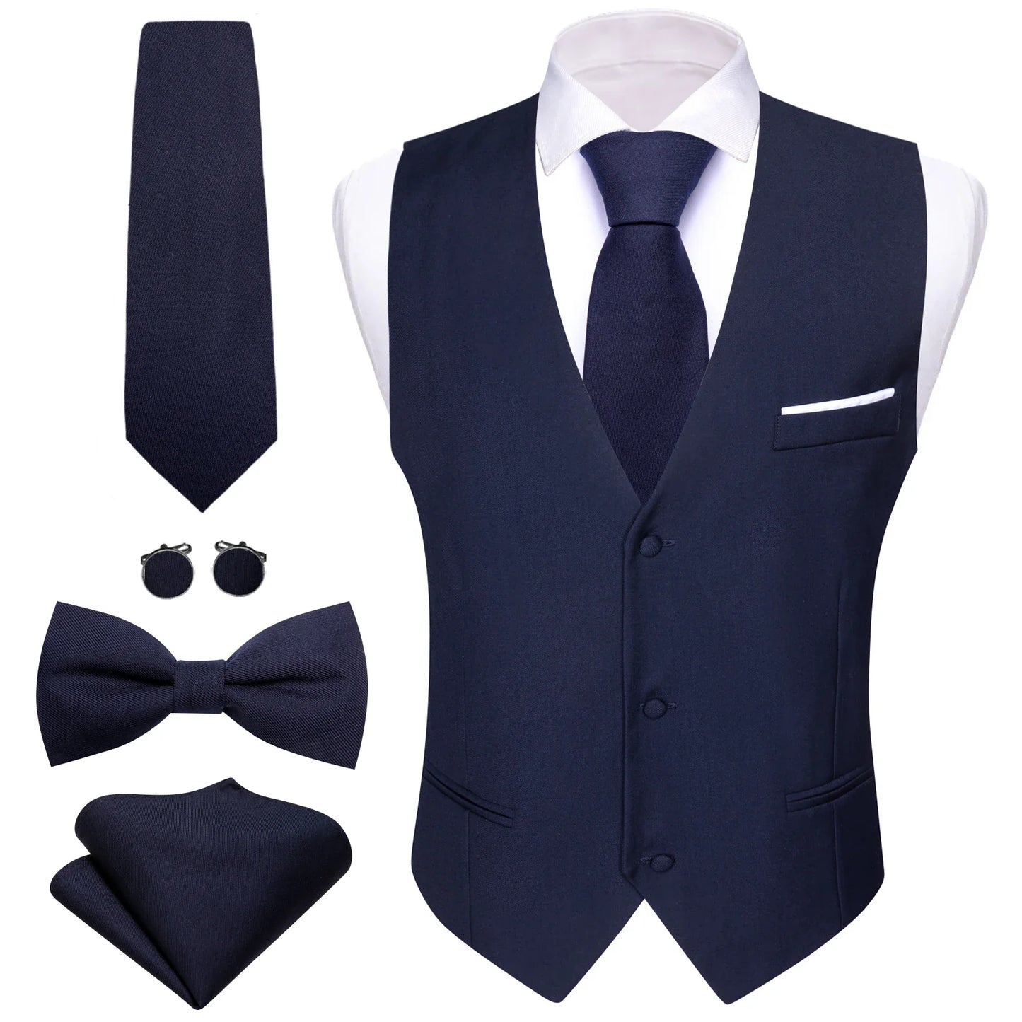 Men's 5-Piece Suit Set Vest/ tie/ bow tie/pocket handkerchief/cufflinks Complete set of formal and wedding accessories  Business