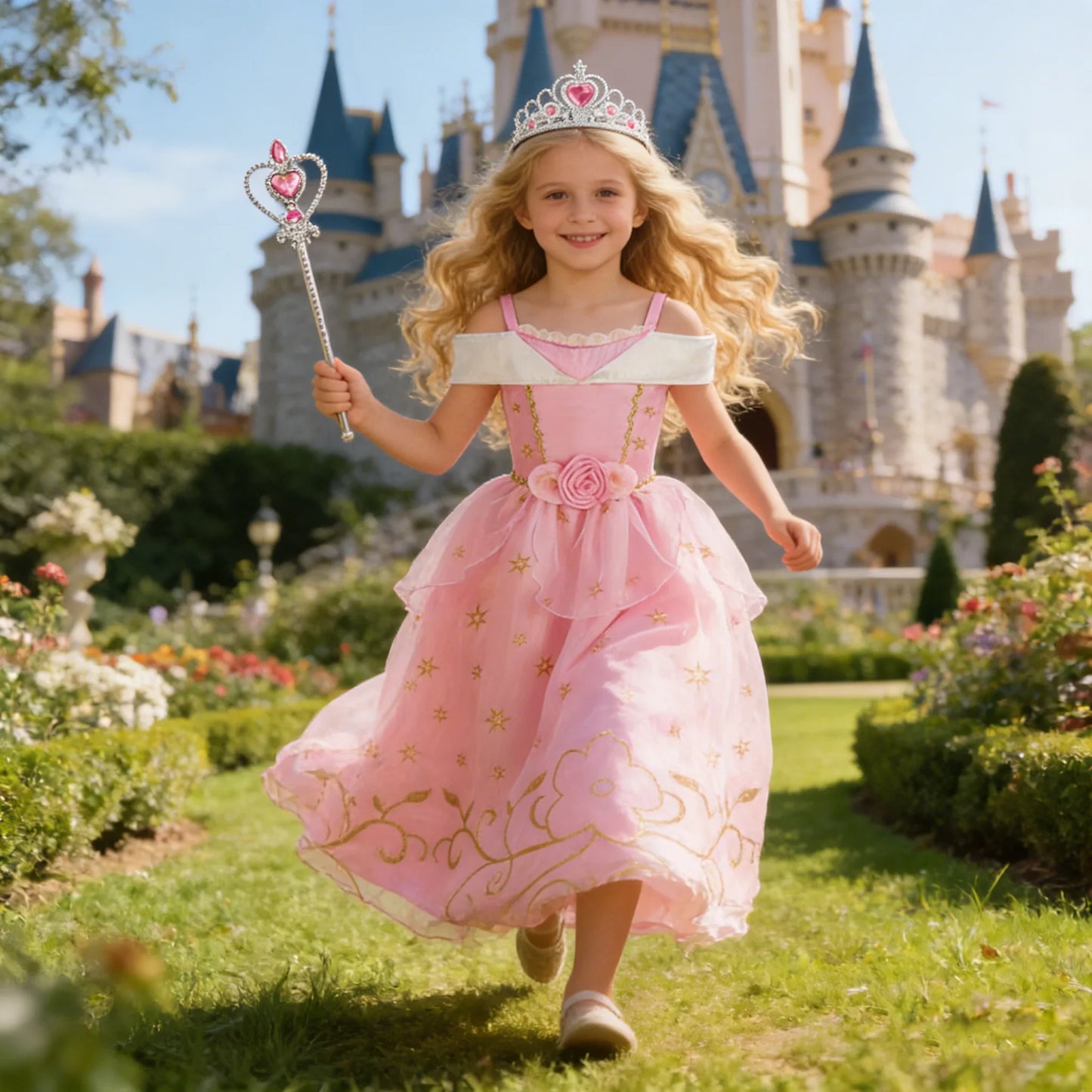 Children Aurora Princess Costume Cosplay Dress Girls Halloween Carnival Birthday Outfit Party Princess Disguise Ball Gown Clothe