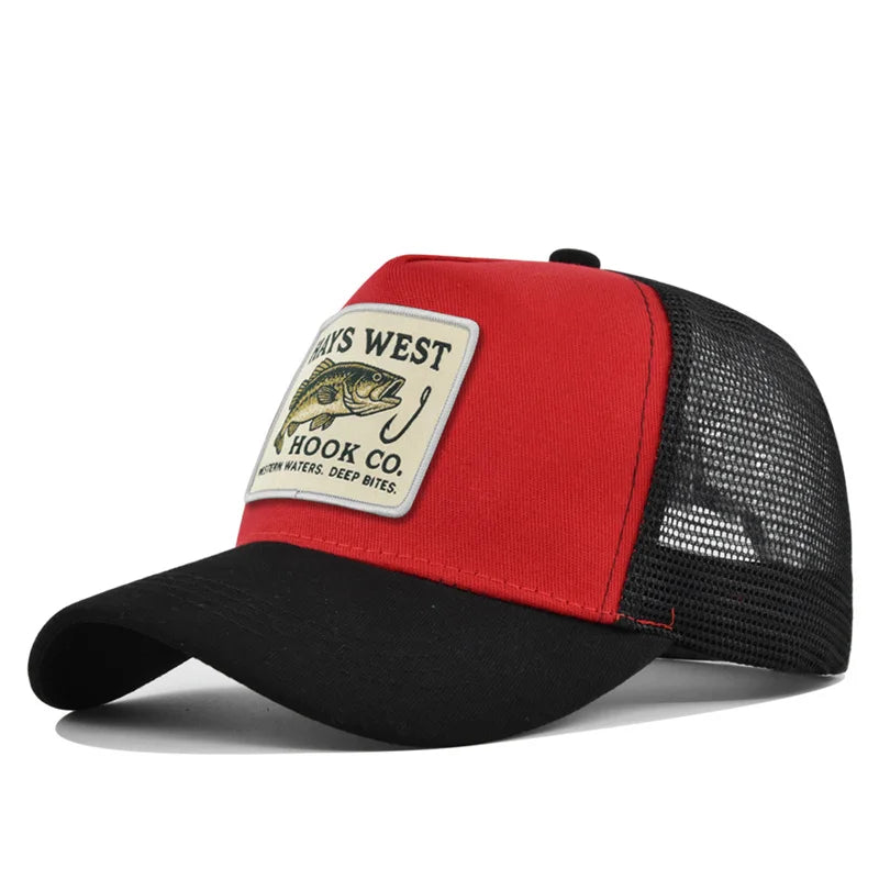 High Quality Fishing Embroidery Baseball Cap for Men Women Outdoor Fishing Snapback Mesh Hat Breathable Sunshade Dad Trucker Hat