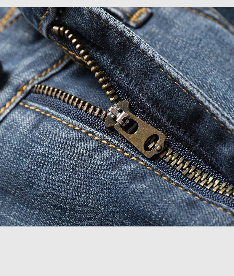 2024 Cotton Stretch Jeans Men Classic Retro Straight Slim Straight Trouser Male Korea Brand Clothing Denim Pants Plus Size 40