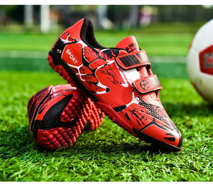 Kids Soccer Shoes Outdoor Non-Slip Football Sports Shoes Boy Training Shoes Child HOOK&LOOP Lightweight Children's Soccer Cleats