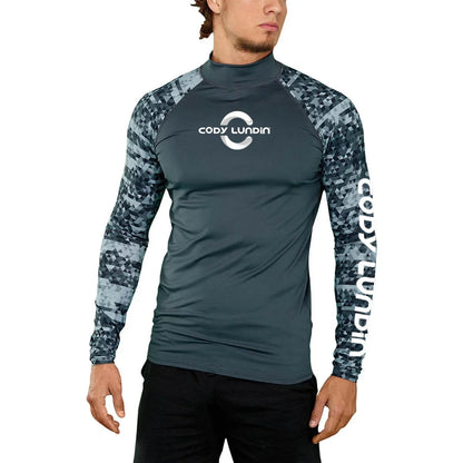 Cody Lundin Men's Long Sleeve Rashguard UPF 50+ UV Protection Fabric T Shirts Lightweight White Compression Gym Surf Swim Shirts