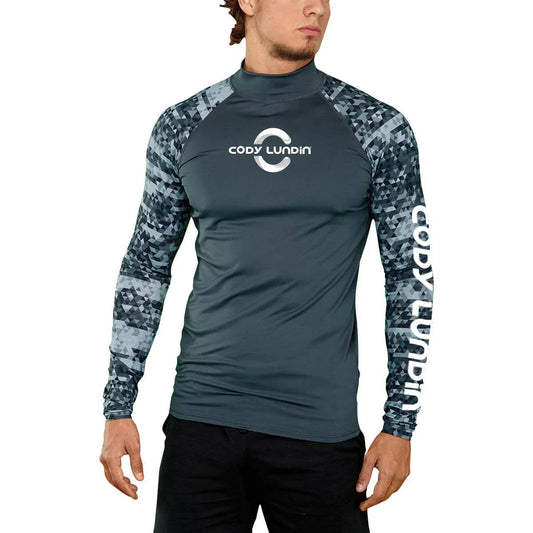 Cody Lundin Men's Long Sleeve Rashguard UPF 50+ UV Protection Fabric T Shirts Lightweight White Compression Gym Surf Swim Shirts