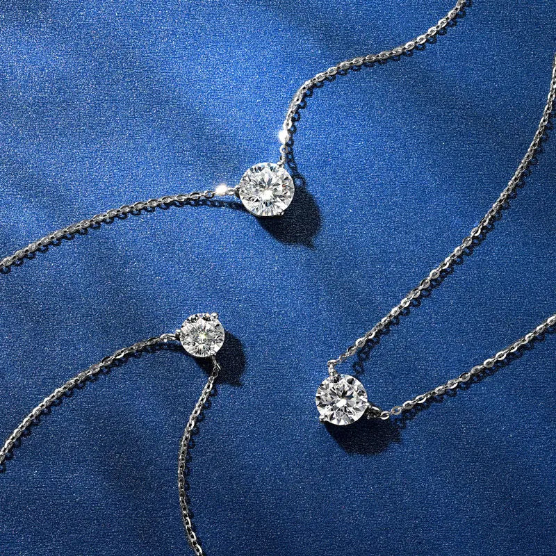 1CT 1.5CT 2CT Moissanite Pendant Necklace s925 Sterling Silver Certified Solitaire Drop Necklaces For Women Jewelry Gift
