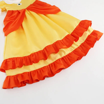 Daisy Girls Princess Dress Cartoon Movie Cosplay Costume Summer Kids Orange Party Outfits 2-10 Years Halloween Fancy Clothes