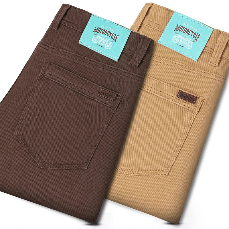 Classic Style 3 Colors Autumn Men's Slim Brown Jeans High Quality Business Casual High Stretch Denim Pants Male Brand Trousers