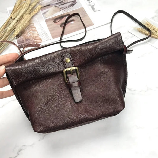 Soft Genuine Leather Women Messenger Bag Female Real Leather Crossbody Shoulder Bags Small Handbag Retro Phone Bag for Girls