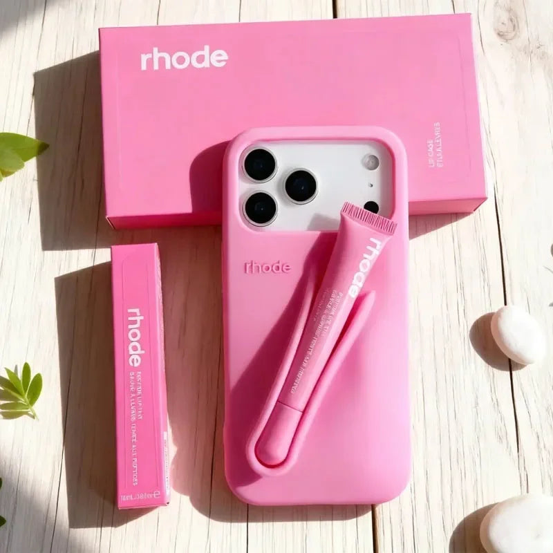 Phone Case with Box and Lipstick for IPhone 15 16 14 13 12 11 Pro Max Plus 17 Air Lip Gloss Portable Soft Silicone Shockproof