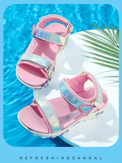 Princess Girls' LED Sandals Children's Toddler Sports Beach Pink blue Girls' Soft Shining Shoes Outdoor Soft  Anti-Slip LED Shoe