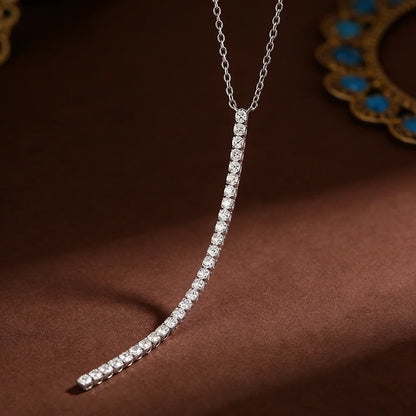 2mm Moissanite Diamond Lariat Tennis Necklace for Women Y-Type Long Tassel Drop NeckChain S925 Sterling Silver Pendant Necklace