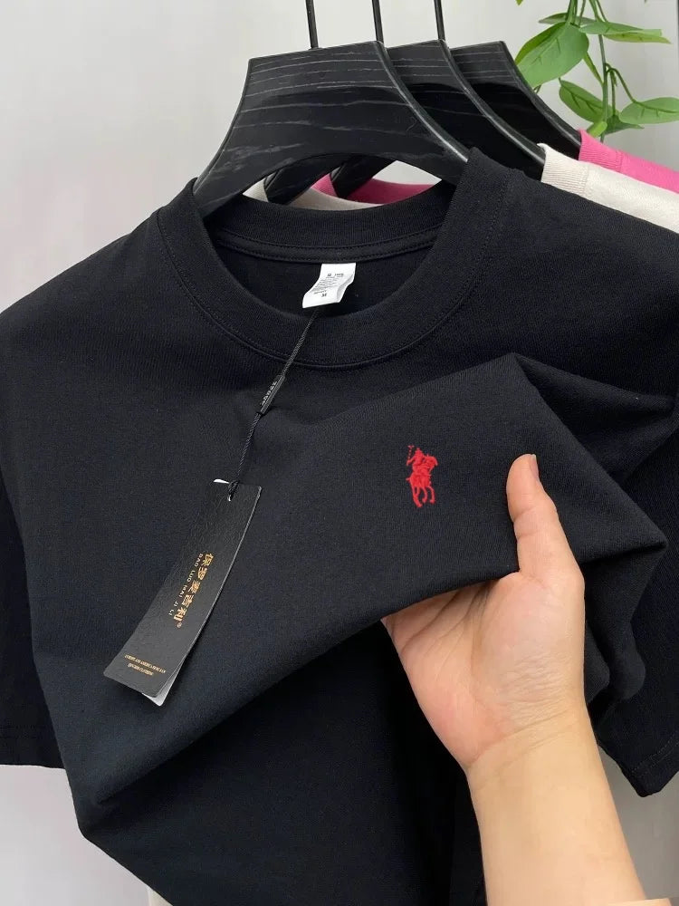 100% cotton high-end brand T-shirt short sleeve summer fashion classic pony embroidery round neck top luxury new Paul men's wear