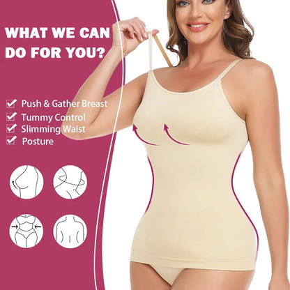 Seam-free Camisole Vest Shapewear Bodysuit for Women Tummy Control Butt Lifting Body Shaper Smooth Invisible Slimming Underwear