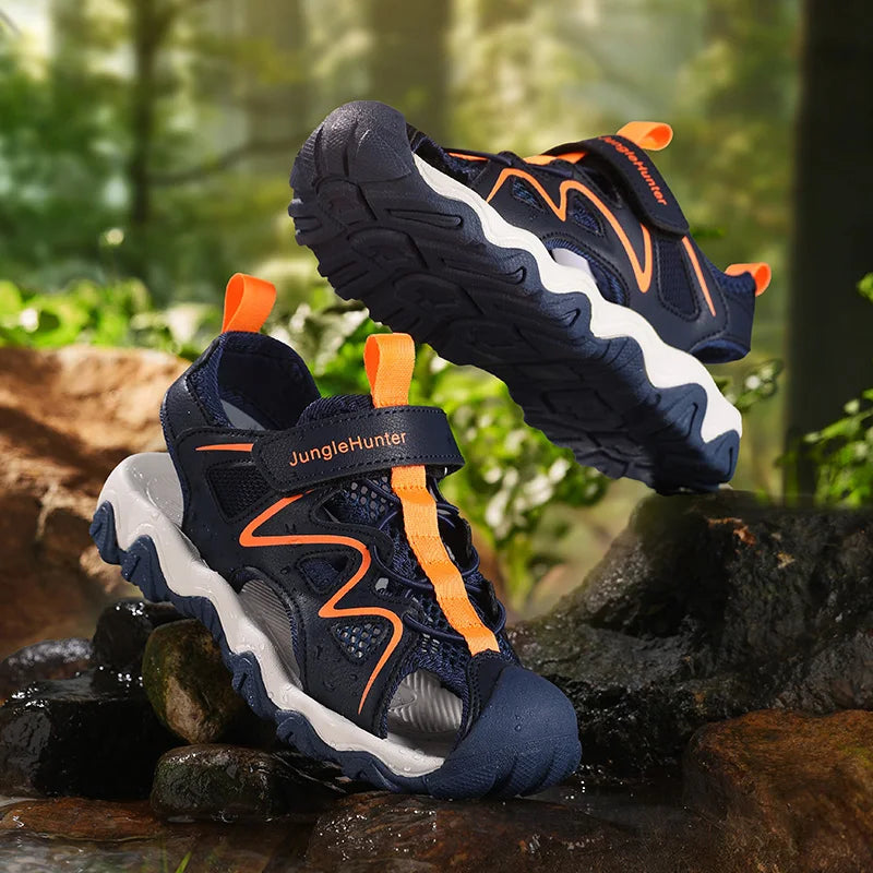 Summer Breathable Anti-Slip Sport Sandals for Boys&Girls Kids Outdoor Closed-Toe Beach Shoes Anti-Bump Water Sandals