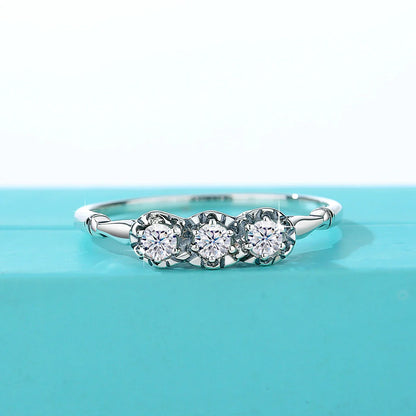3 Stone Rings For Woman 3mm D Color Moissanite With Certificate 100% 925 Sterling Silver Luxury Designer Engagament Jewelry Sale