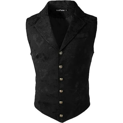 Men Suit Vests Steampunk Gothic Printed Turn Down Collar Waistcoat Male Slim Sleeveless Stage Party Casual Vests