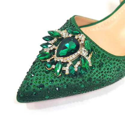 Royal Blue Sandals for Women 2024 Luxury Wedding Pumps Med Heels Rhinestone Design Party Shoes and Bags Set