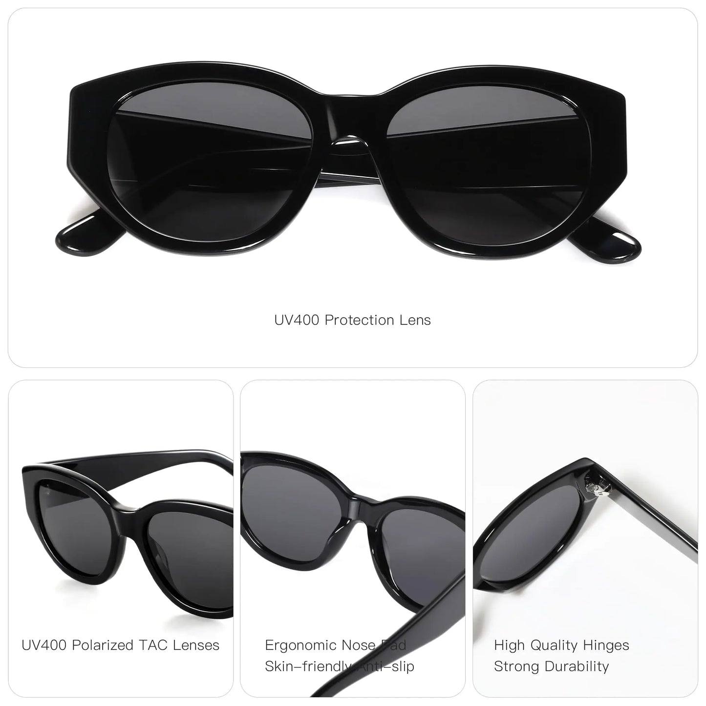 Women Butterfly Acetate Polarized Sunglasses Thick Frame UV400 Protection Sun Glasses Fashionable Ladies Shopping Gift