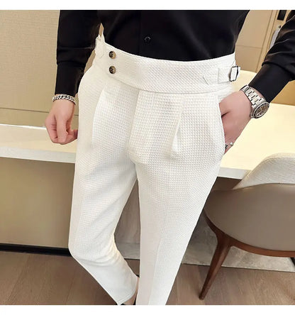 High Waisted Suit Pants for Men 2026 New Solid Color Formal Pantalones Hombre Casual Slim Fit Dress Pants Trousers Men Clothing