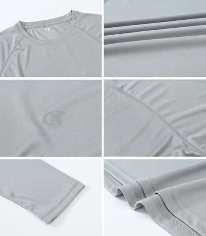 Men UPF 50+ Long Sleeve T-Shirt, Rash Guard Breathable Tops, Pullover Shirt for Sport Fishing Hiking Running Beach Surfing