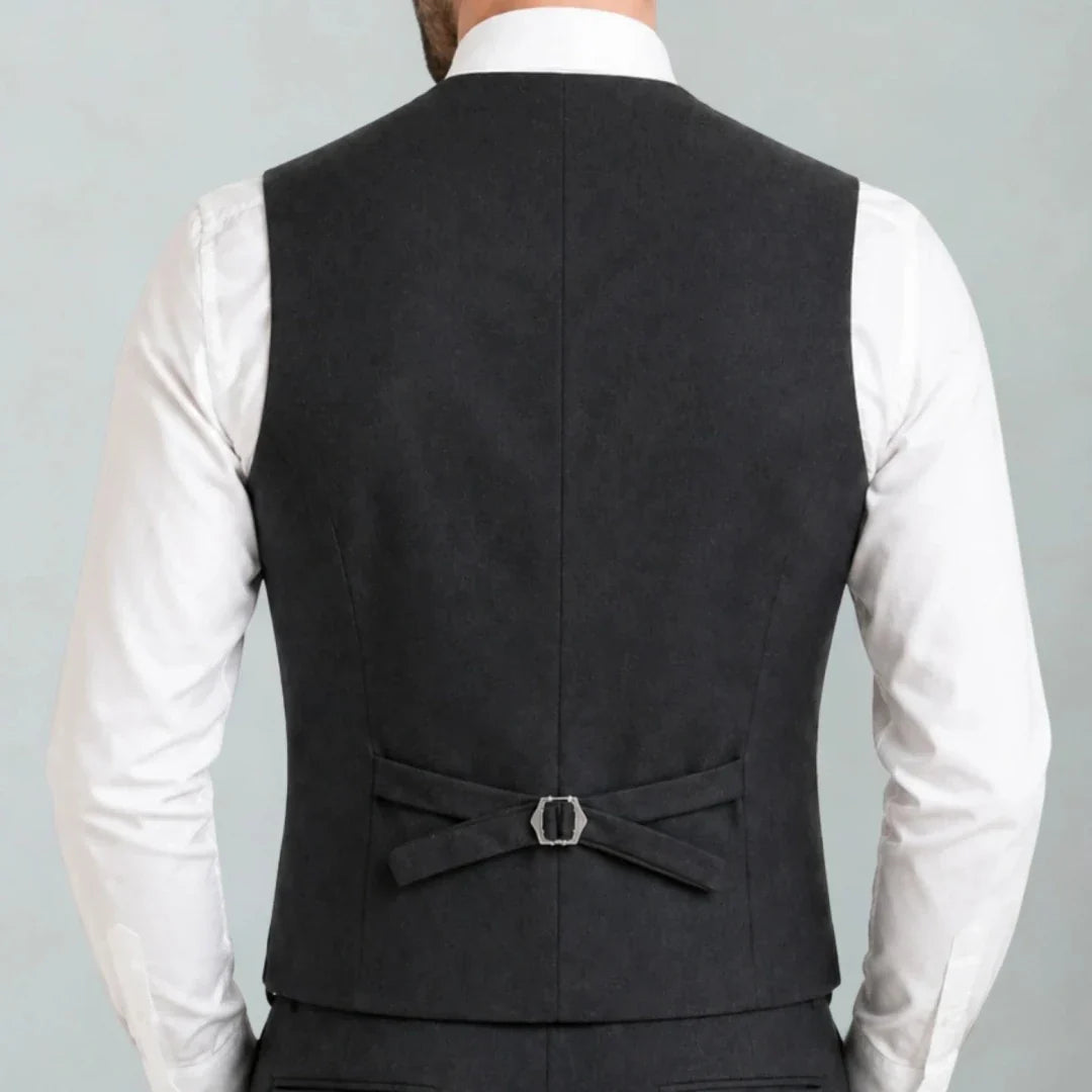 Men Vest Black Solid Single Breasted V Neck Waistcoat For Wedding Groom Banquet Party Business Work Casual Daily Men Suit Vest