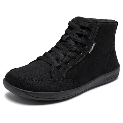 Mid-Top Barefoot Shoes Unisex Wide Toe Box Canvas Sneakes Zero Drop Lace Up Outdoor Walking Shoes
