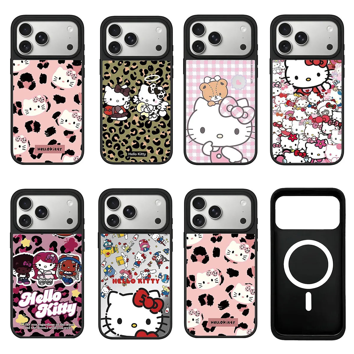 Cartoon Cute Leopard Print Kitty Pattern Mirror Case For IPhone 17 Pro Max 16 15 14 13 For MagSafe Charge Protector Cover