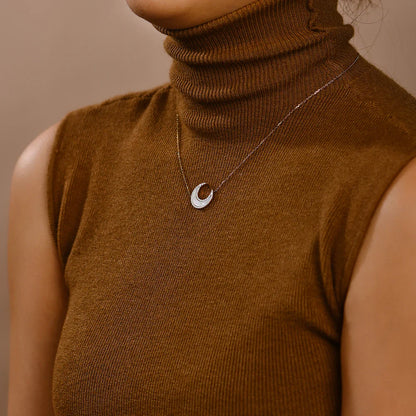 D Color VVS1 Luxury Moon Moissanite Necklace for Women Solid S925 Silver Yellow Gold Pendant Fine Jewelry Girls Party