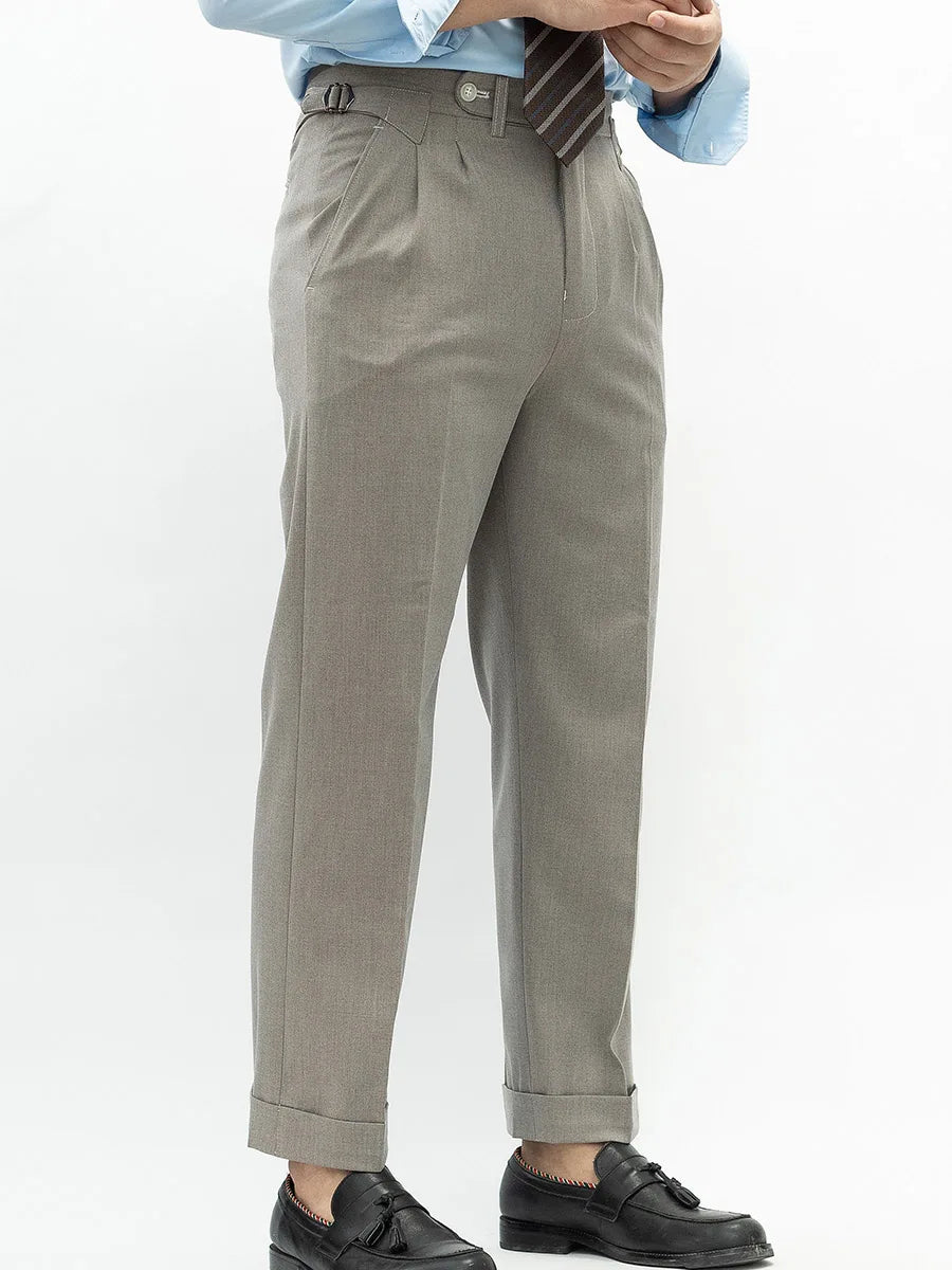 Spring New Warm Winter Worsted Fabrics High Density Stretch Paris Button Casual Pants Men's Nine-minute Pants Straight