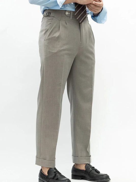 Spring New Warm Winter Worsted Fabrics High Density Stretch Paris Button Casual Pants Men's Nine-minute Pants Straight