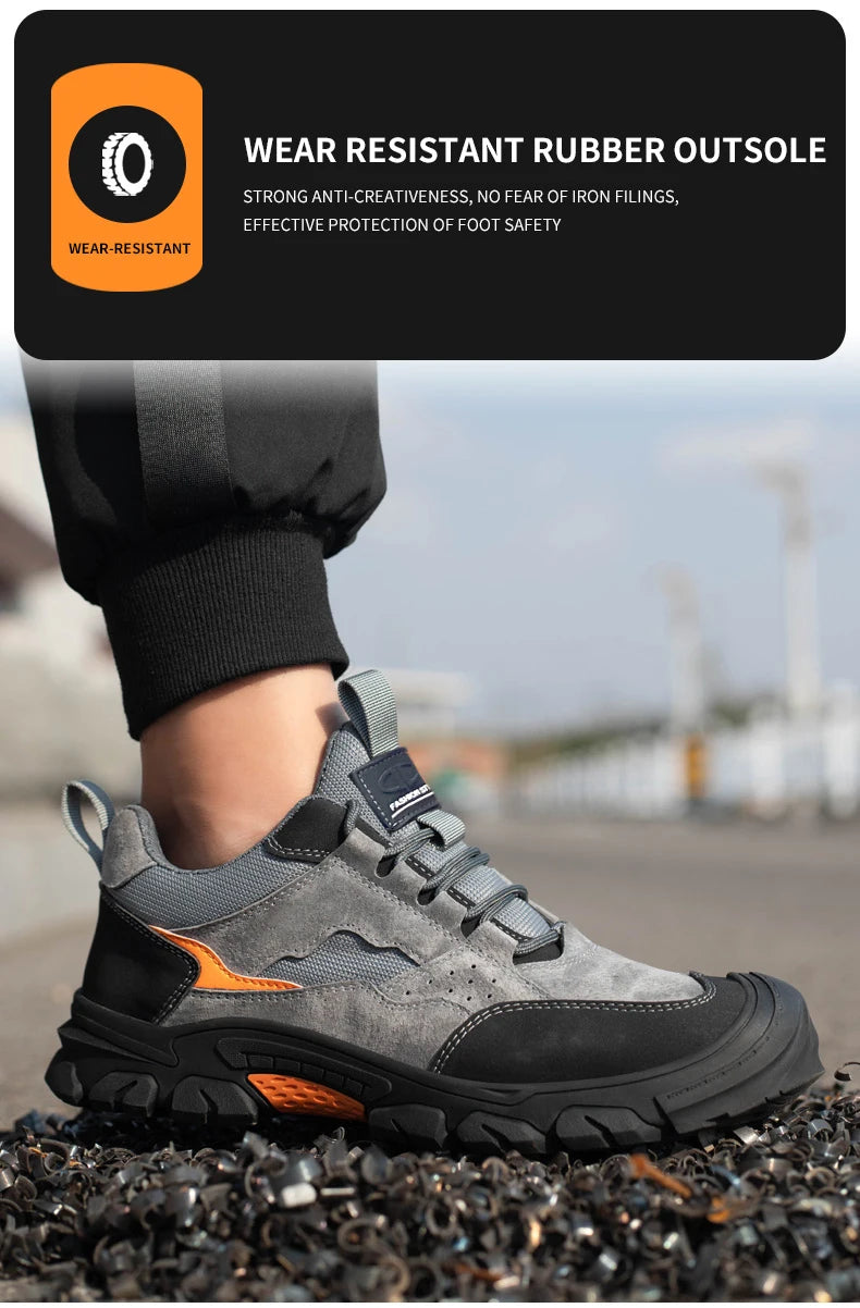 Men Safety Work Shoes Plastic Toe Safety Boots Fashion Lightweight Comfort Working Sneakers Anti-puncture Indestructible Shoes