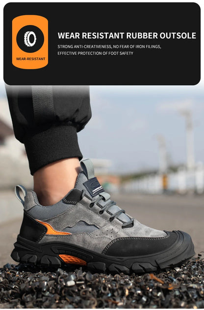 Men Safety Work Shoes Plastic Toe Safety Boots Fashion Lightweight Comfort Working Sneakers Anti-puncture Indestructible Shoes