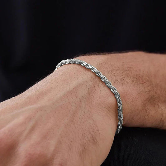 Nouveaux bracelets hip-hop pour hommes, motif ondulation de l'eau, chaîne torsadée, 100 % argent véritable S925, bijoux fins, cadeaux pour fête ou mariage