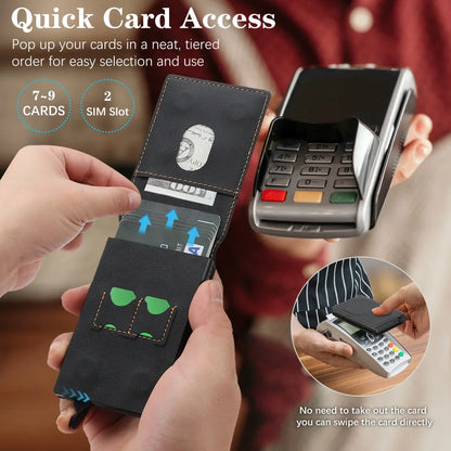 Magnetic Wallet Phone Case for iPhone 13 14 15 16 17 Pro Max, Wireless Charging Foldable Stand, Card Holder Protective Cover