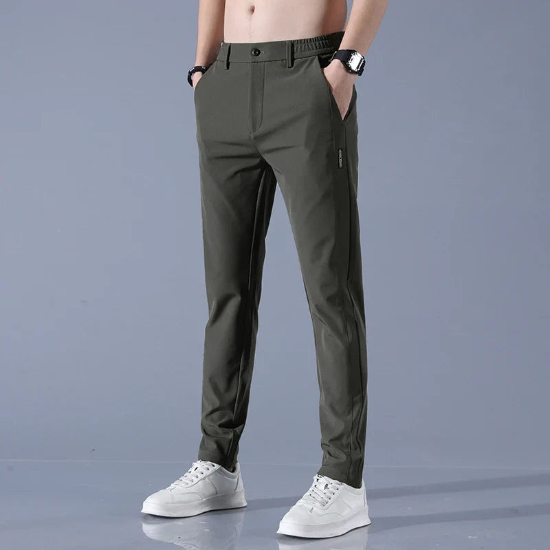 2026 Spring Summer Men's Ice Silk Golf Casual Slim Straight Thin Trousers Male Fashion Stretch Breathable Jogging 28-38
