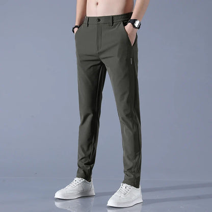 2026 Spring Summer Men's Ice Silk Golf Casual Slim Straight Thin Trousers Male Fashion Stretch Breathable Jogging 28-38