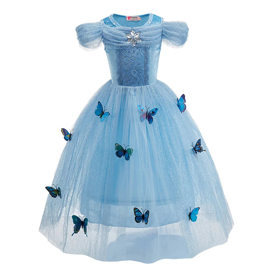 Kids Princess Cosplay Costume Girl Snow Queen Dress Halloween Carnival Clothes Cute Cosplay Evening Party Clothing for 2-10 Year