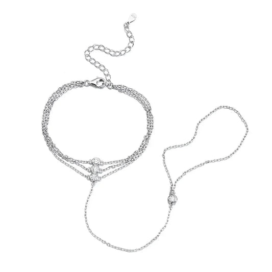 Bracelets de doigt en moissanite pour femmes certifiés GRA, 3 mm, couleur D, bracelet en moissanite, bijoux de main, chaîne fine en argent 925