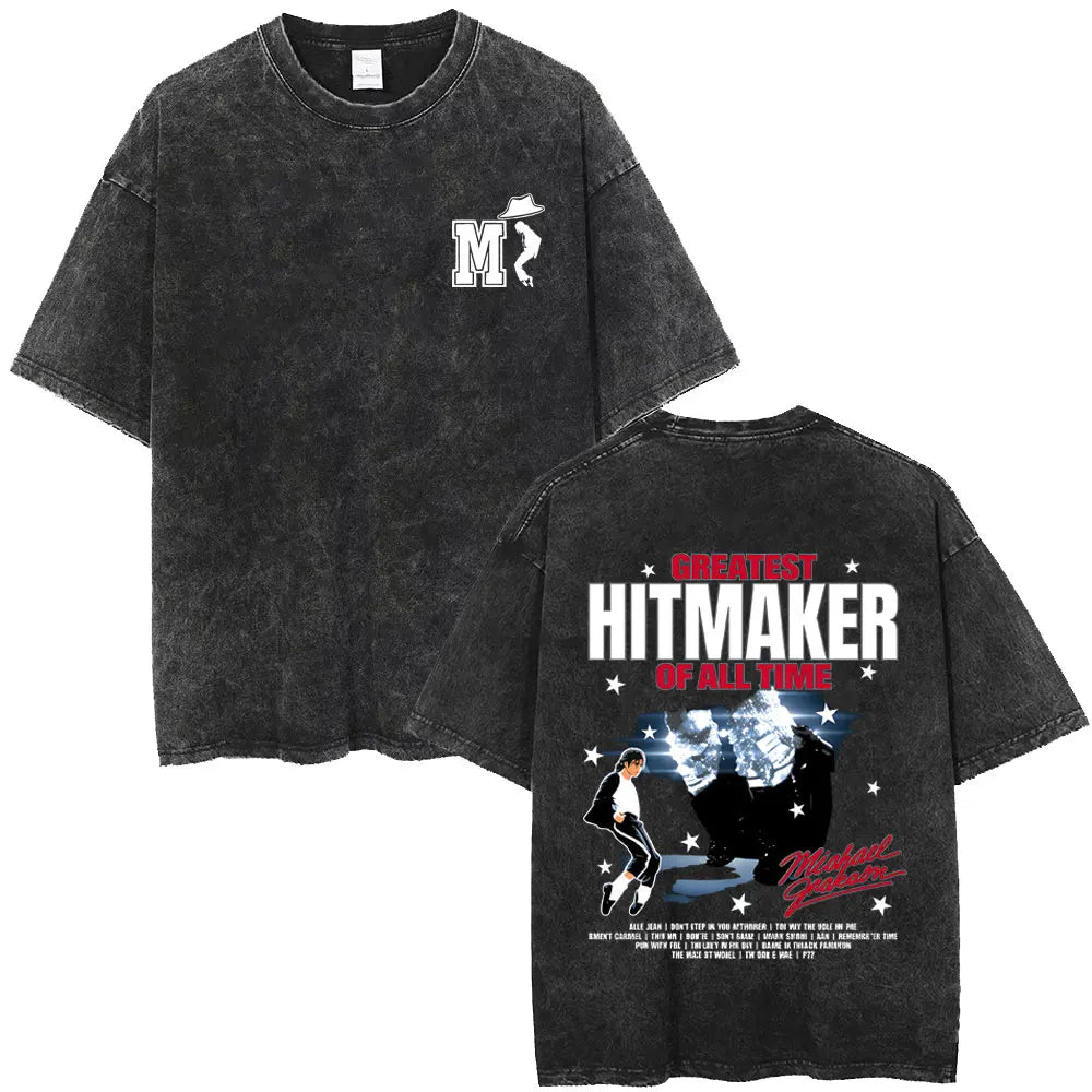 Washed Vintage Michael Jackson Face Graphic T-shirt Men Women Fashion Hip Hop Oversized T-shirts Male Retro Gothic Rock T Shirts