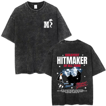 Washed Vintage Michael Jackson Face Graphic T-shirt Men Women Fashion Hip Hop Oversized T-shirts Male Retro Gothic Rock T Shirts