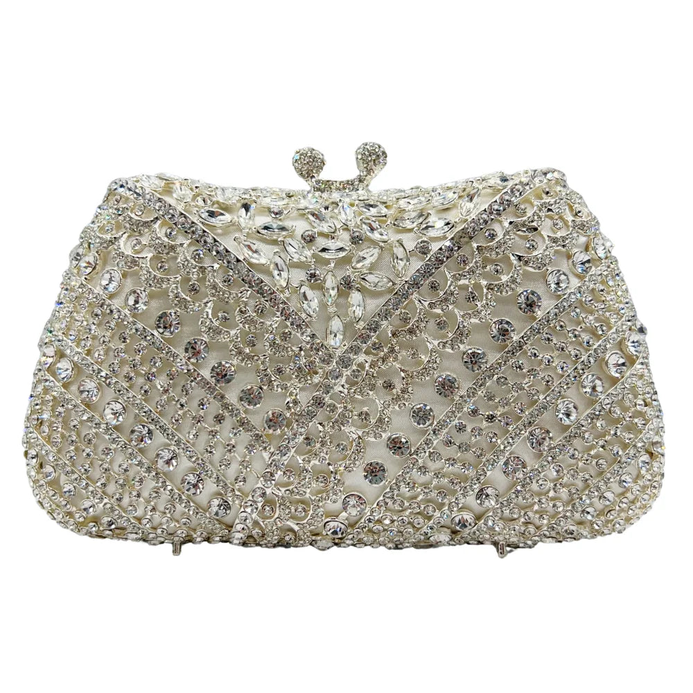 High Quality Luxury Y Lace Shape, Diamond Wedding Party, Tote Bag, Evening Bag, Crystal Clutch