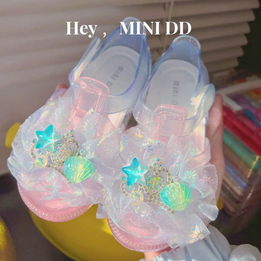 Girls' Princess Sandals 2025 Summer New Children's Jelly Sandals Soft Bottom Closed-toe Anti-collision Baby Kid's Beach Shoes
